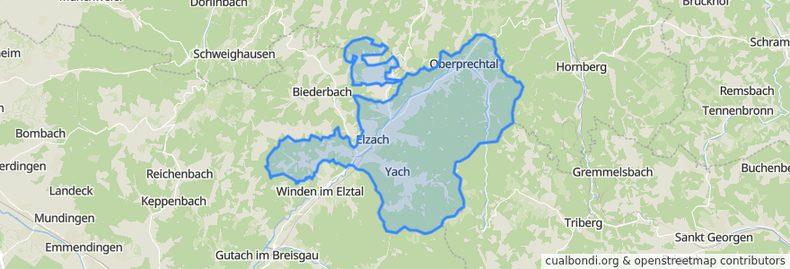 Mapa de ubicacion de Elzach.