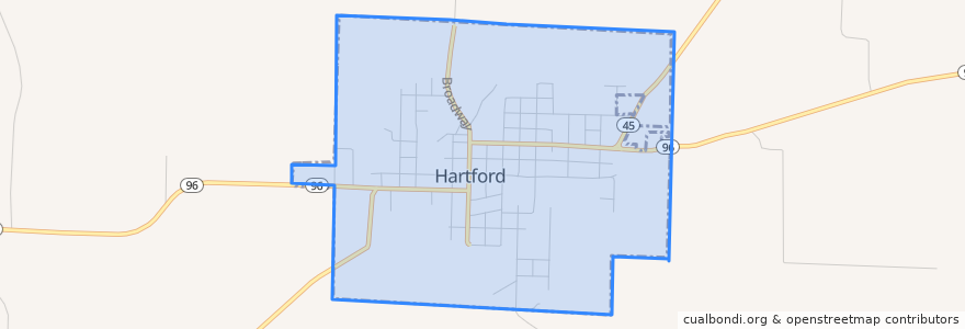 Mapa de ubicacion de Hartford.