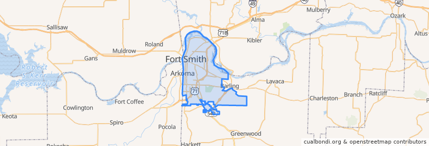 Mapa de ubicacion de Fort Smith.