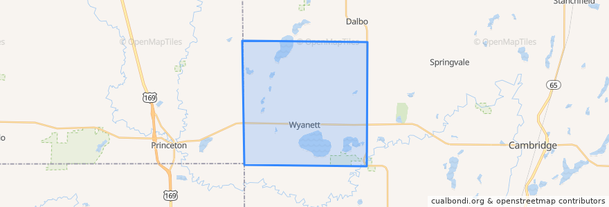 Mapa de ubicacion de Wyanett Township.