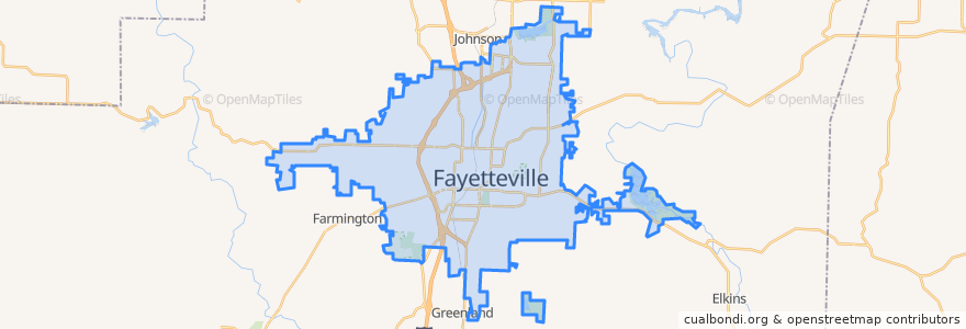 Mapa de ubicacion de Fayetteville.