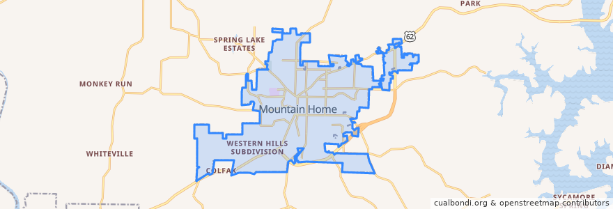 Mapa de ubicacion de Mountain Home.