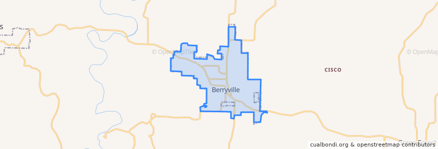 Mapa de ubicacion de Berryville.