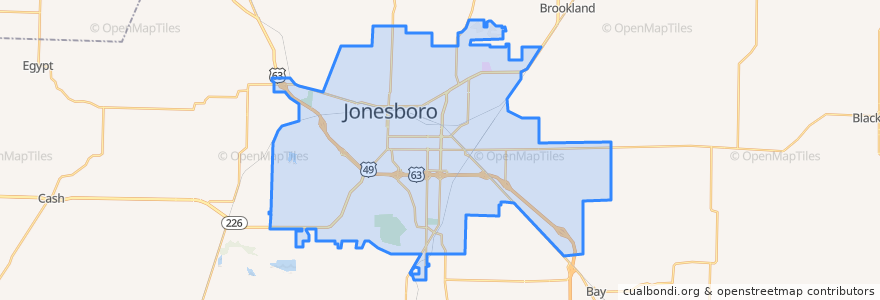 Mapa de ubicacion de Jonesboro.