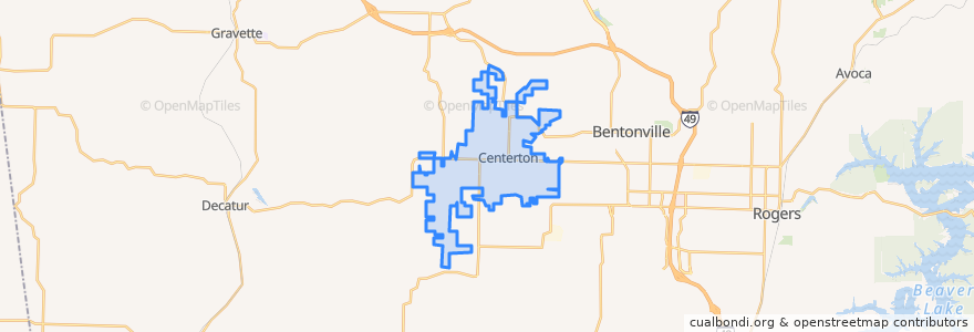 Mapa de ubicacion de Centerton.