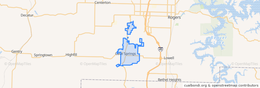 Mapa de ubicacion de Cave Springs.