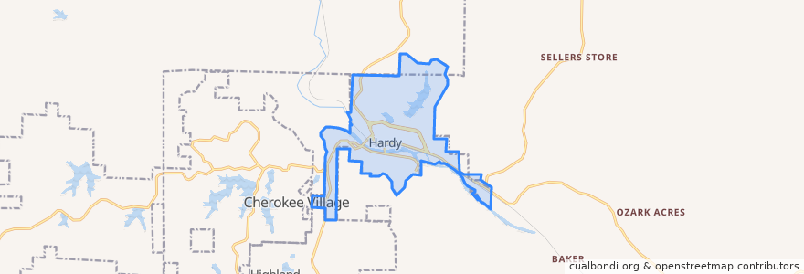 Mapa de ubicacion de Hardy.