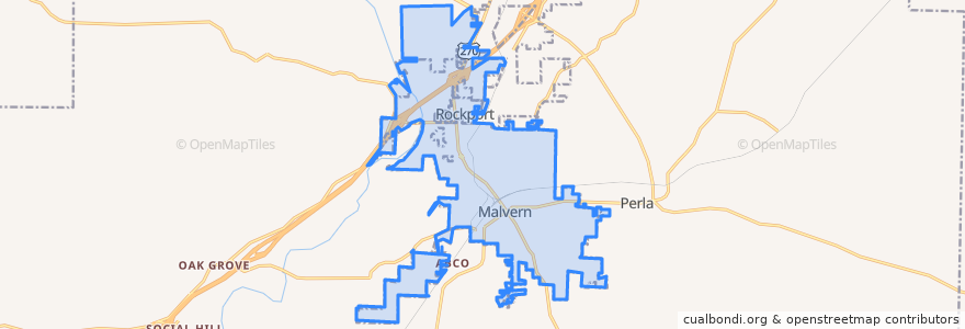 Mapa de ubicacion de Malvern.