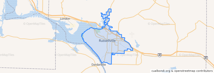 Mapa de ubicacion de Russellville.