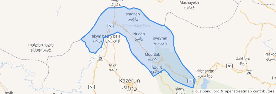 Mapa de ubicacion de شهرستان کوه‌چنار.