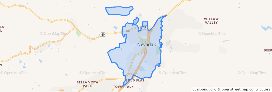 Mapa de ubicacion de Nevada City.