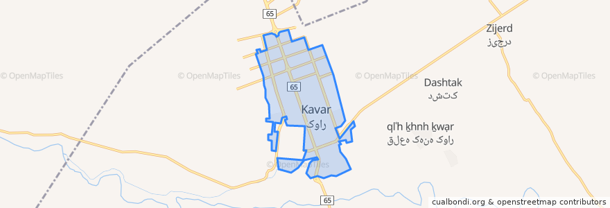 Mapa de ubicacion de شهر کوار.