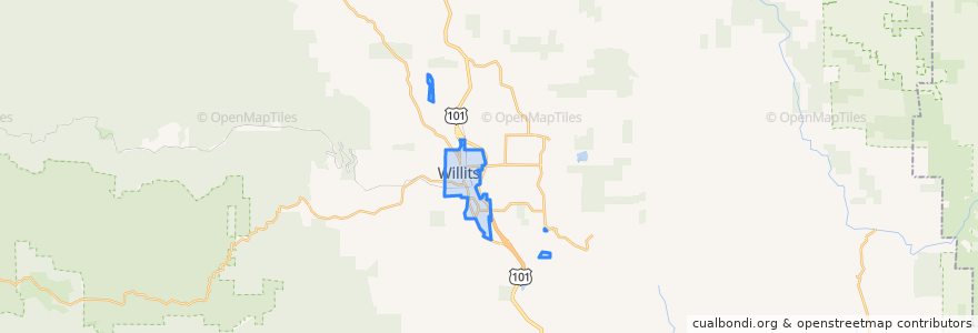 Mapa de ubicacion de Willits.