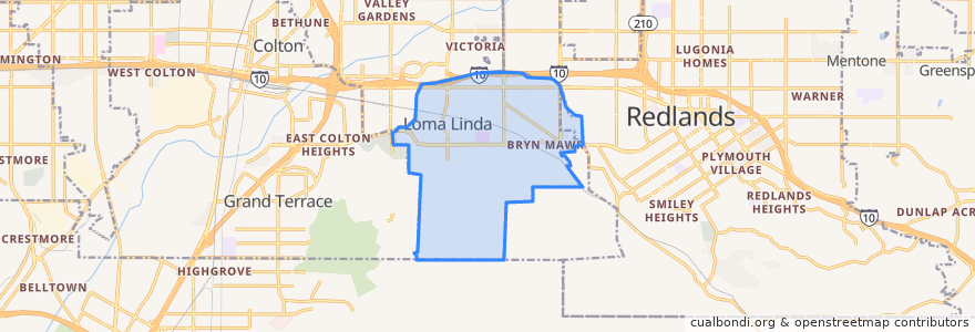 Mapa de ubicacion de Loma Linda.