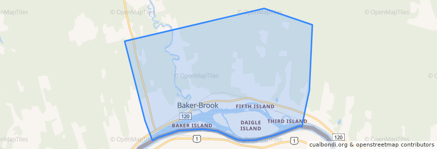 Mapa de ubicacion de Baker Brook.