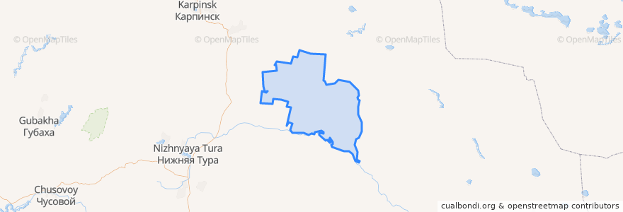 Mapa de ubicacion de Сосьвинский городской округ.