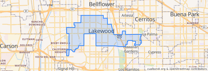 Mapa de ubicacion de Lakewood.