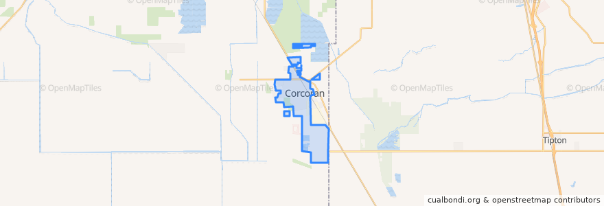 Mapa de ubicacion de Corcoran.