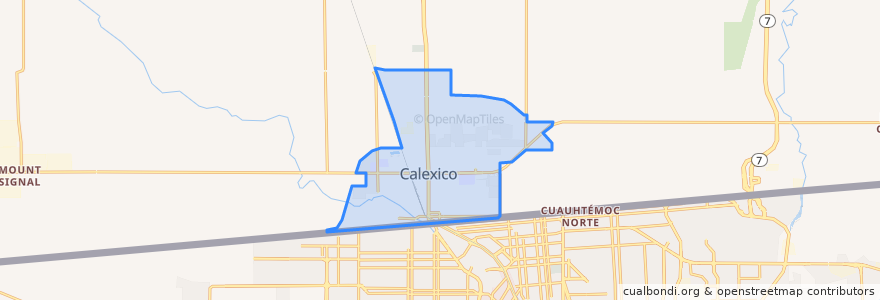 Mapa de ubicacion de Calexico.