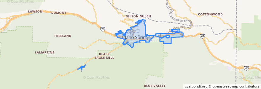 Mapa de ubicacion de Idaho Springs.