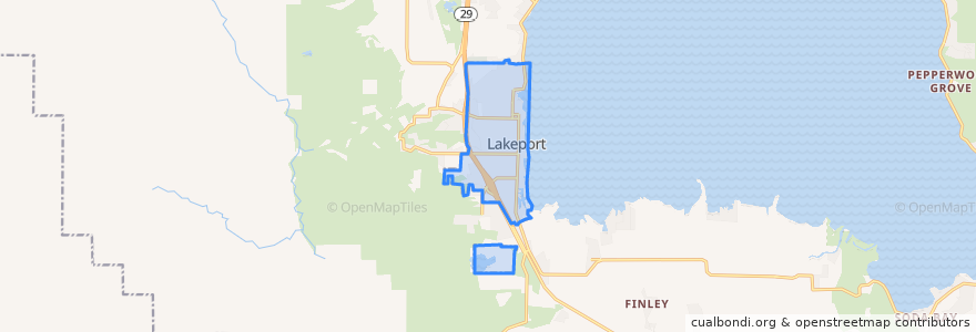 Mapa de ubicacion de Lakeport.