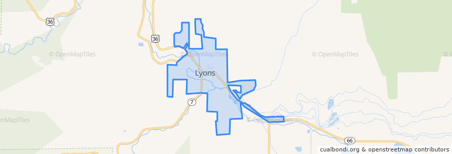 Mapa de ubicacion de Lyons.