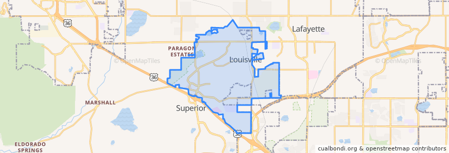 Mapa de ubicacion de Louisville.