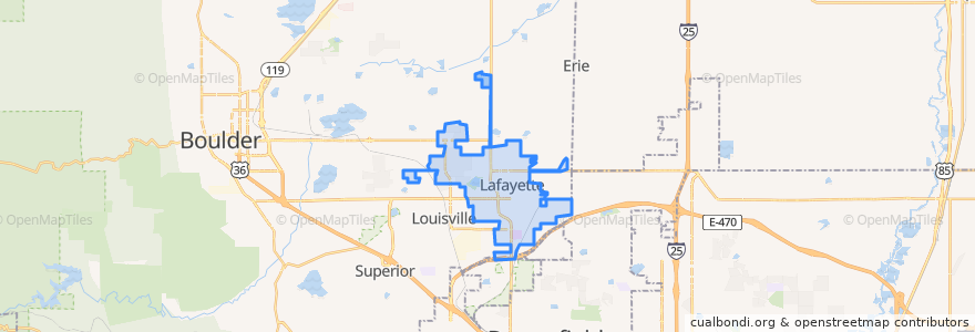 Mapa de ubicacion de Lafayette.