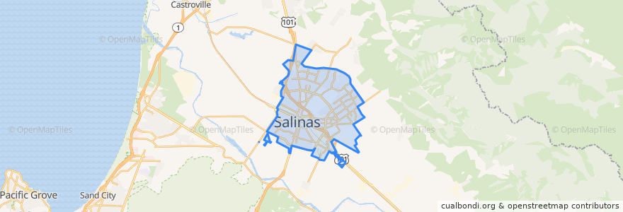 Mapa de ubicacion de Salinas.