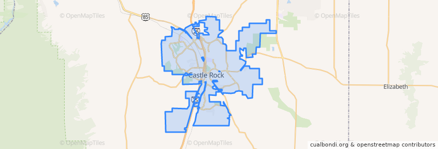 Mapa de ubicacion de Castle Rock.