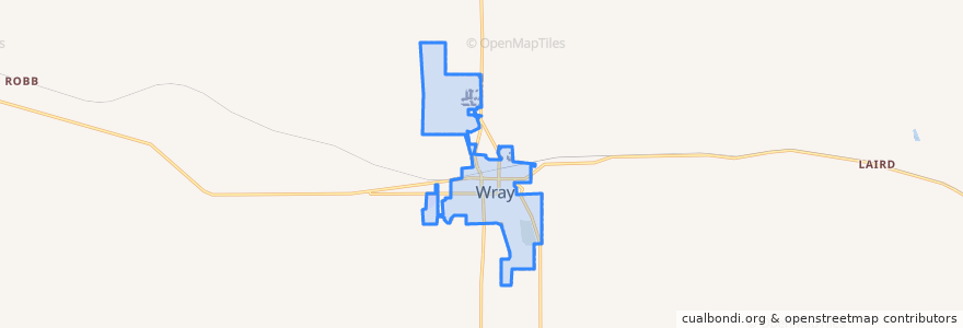 Mapa de ubicacion de Wray.