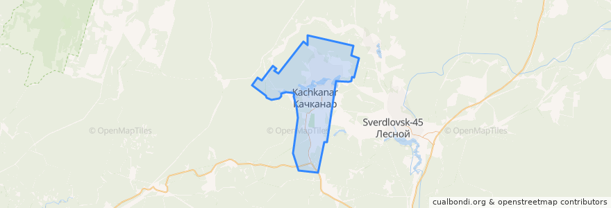 Mapa de ubicacion de Качканарский городской округ.