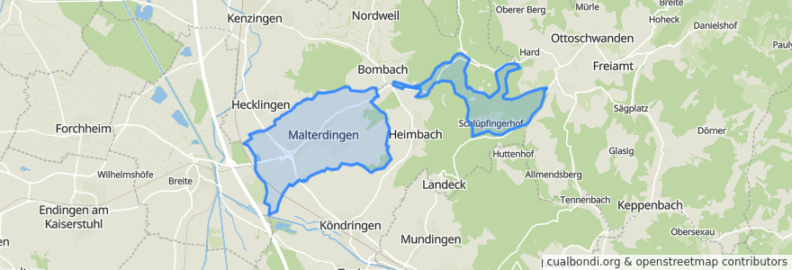 Mapa de ubicacion de Malterdingen.