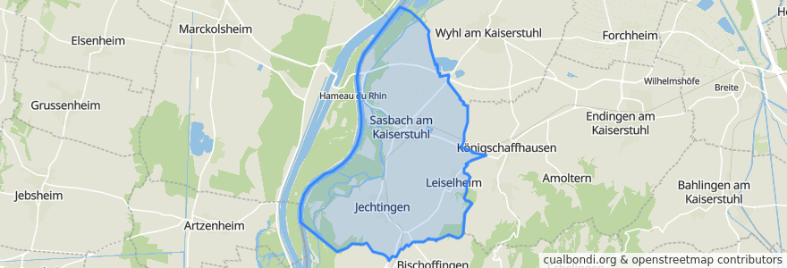 Mapa de ubicacion de Sasbach am Kaiserstuhl.