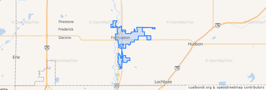 Mapa de ubicacion de Fort Lupton.