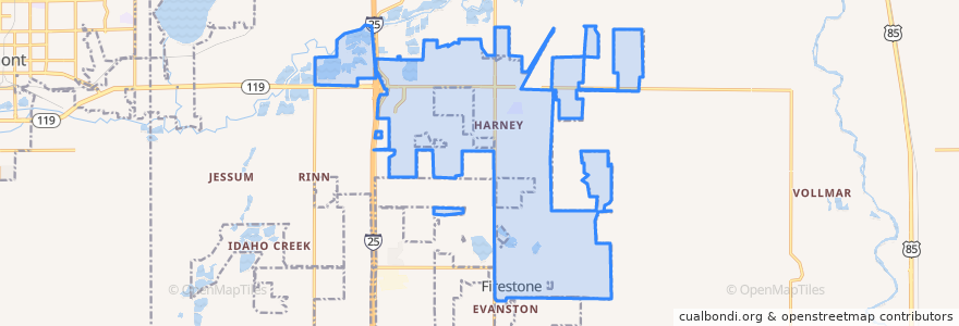 Mapa de ubicacion de Firestone.