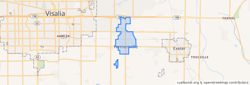 Mapa de ubicacion de Farmersville.