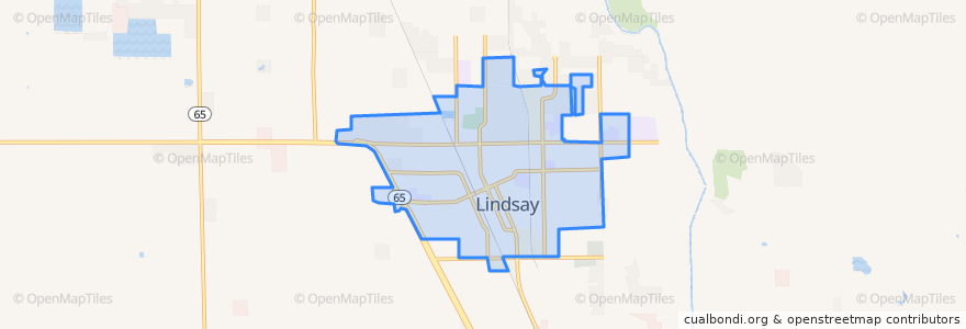 Mapa de ubicacion de Lindsay.