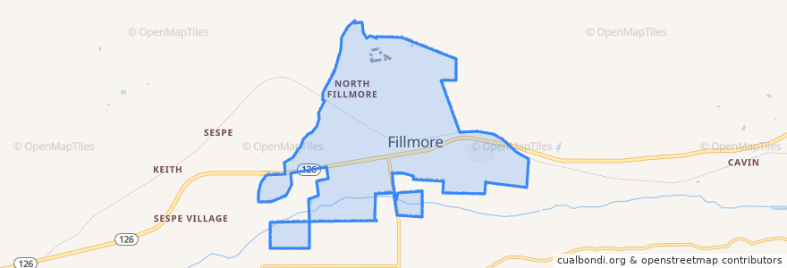 Mapa de ubicacion de Fillmore.