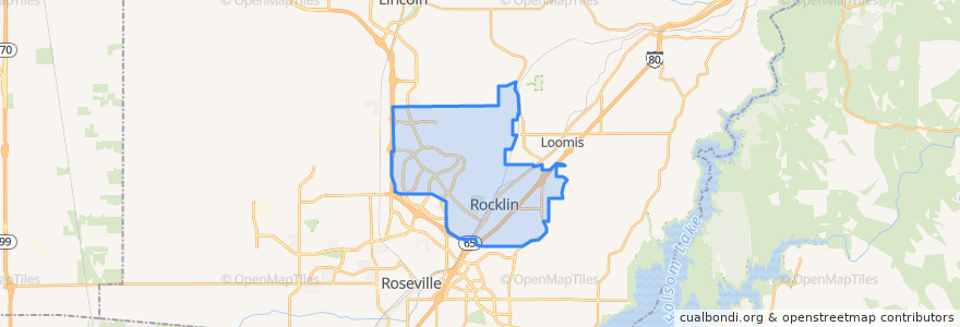 Mapa de ubicacion de Rocklin.