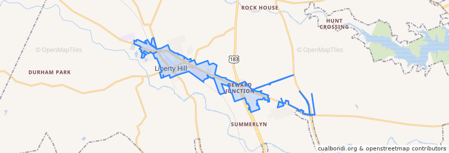 Mapa de ubicacion de Liberty Hill.