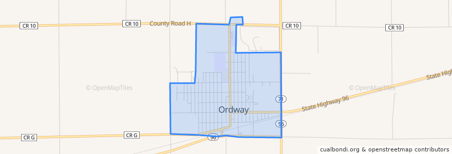 Mapa de ubicacion de Ordway.