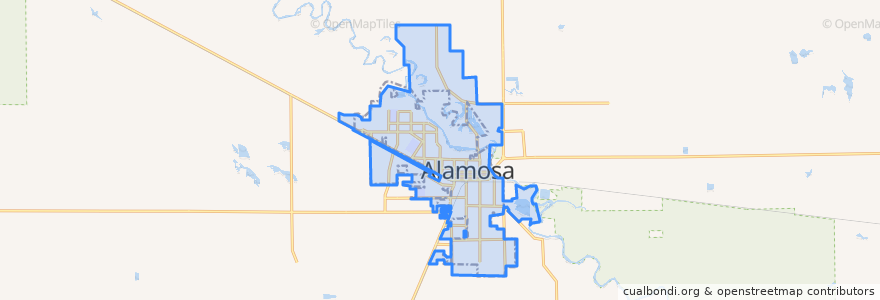 Mapa de ubicacion de Alamosa.