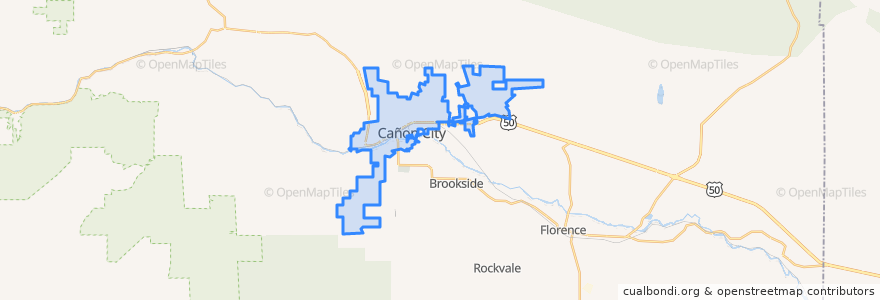 Mapa de ubicacion de Cañon City.