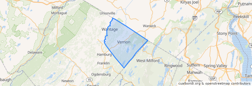 Mapa de ubicacion de Vernon Township.