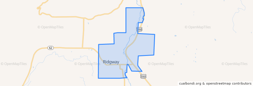 Mapa de ubicacion de Ridgway.