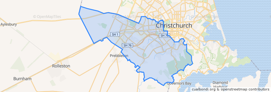 Mapa de ubicacion de Halswell-Hornby-Riccarton Community.