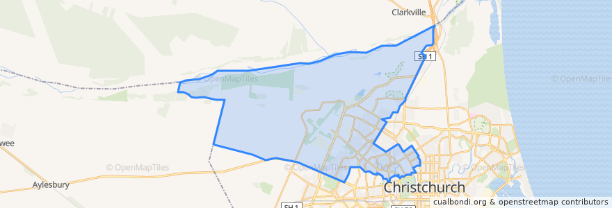 Mapa de ubicacion de Fendalton-Waimari-Harewood Community.