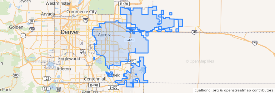 Mapa de ubicacion de Aurora.