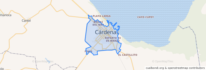 Mapa de ubicacion de Ciudad de Cárdenas.